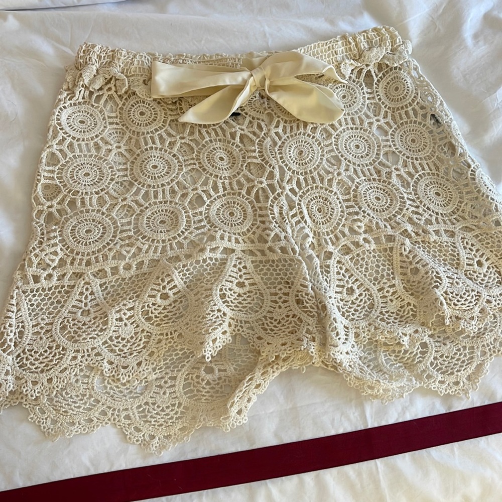 Cynthia Rowley + satin bow detail + lace shorts